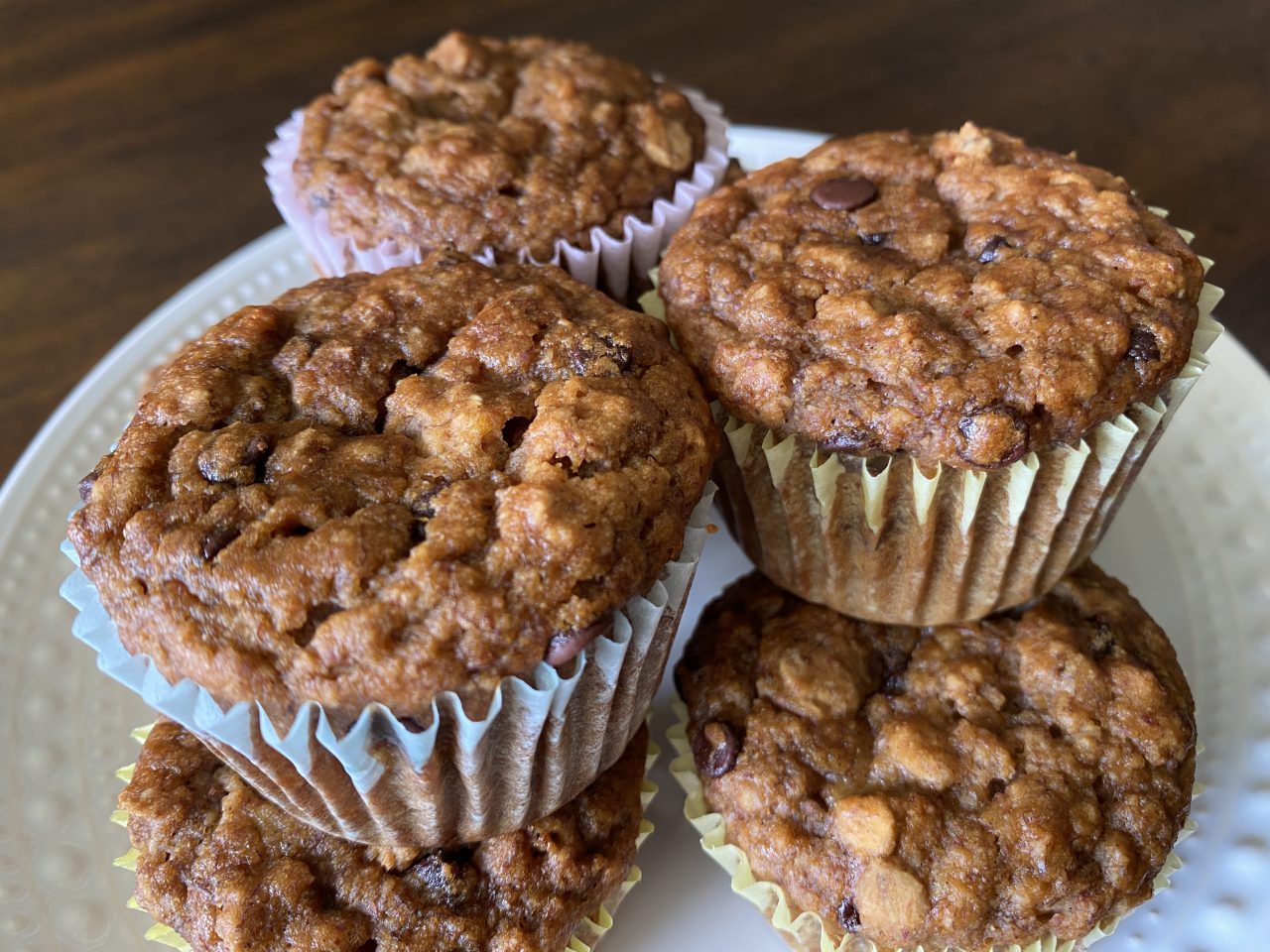 Vegan Banana Oat Chocolate Chip Muffins